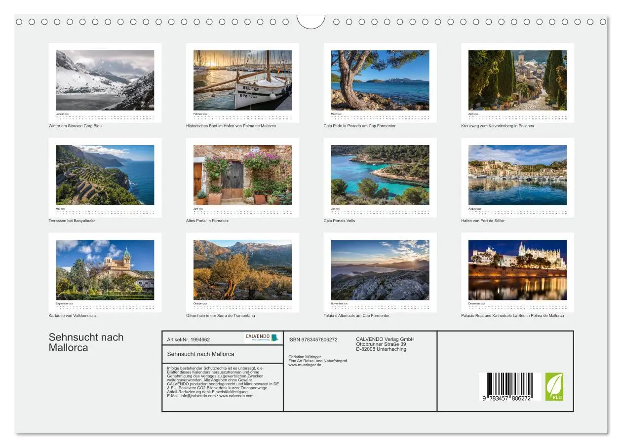 Bild: 9783457806272 | Sehnsucht nach Mallorca (Wandkalender 2026 DIN A3 quer), CALVENDO...