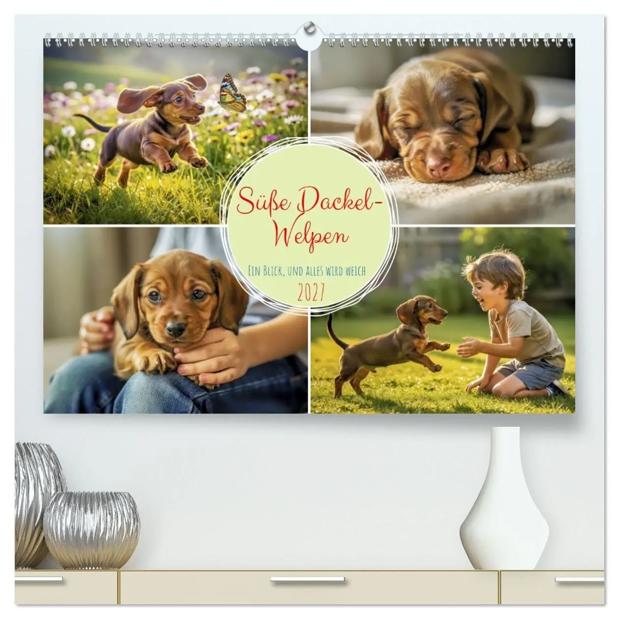 Cover: 9783594356272 | Süße Dackel-Welpen (hochwertiger Premium Wandkalender 2027 DIN A2...