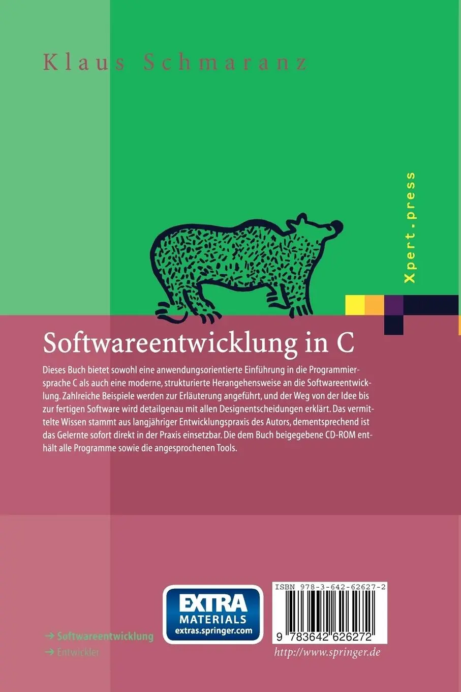 Rückseite: 9783642626272 | Softwareentwicklung in C | Mit 14 Abbildungen und CD-ROM | Schmaranz
