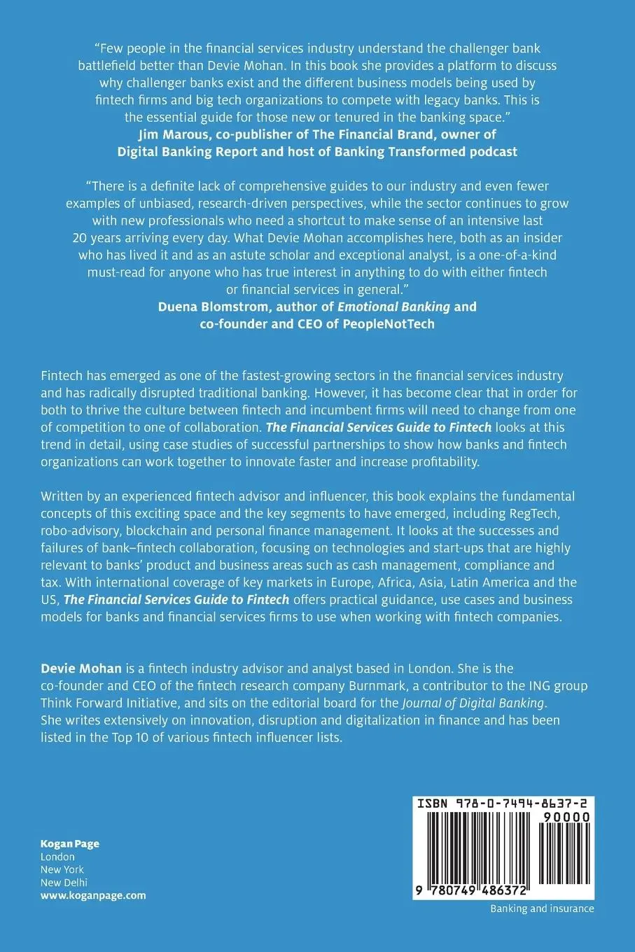 Rückseite: 9780749486372 | Financial Services Guide to Fintech | Devie Mohan | Taschenbuch | 2020
