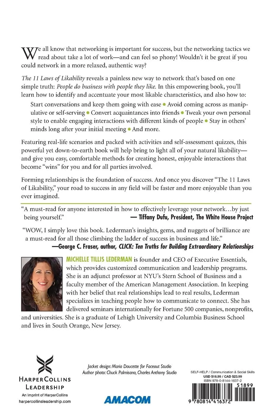 Rückseite: 9780814416372 | The 11 Laws of Likability | Michelle Tillis Lederman | Taschenbuch