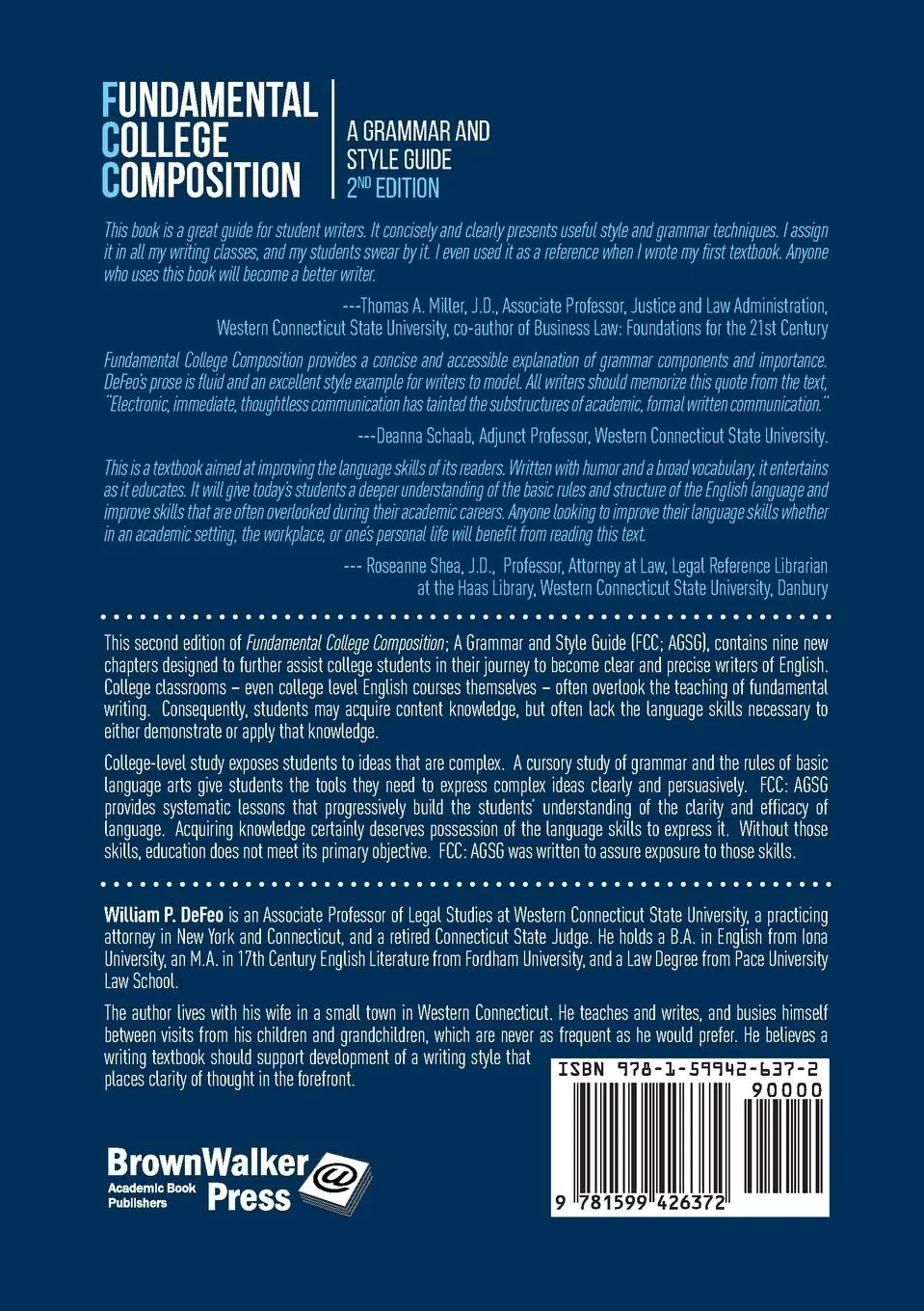 Rückseite: 9781599426372 | Fundamental College Composition | William P. Defeo | Taschenbuch