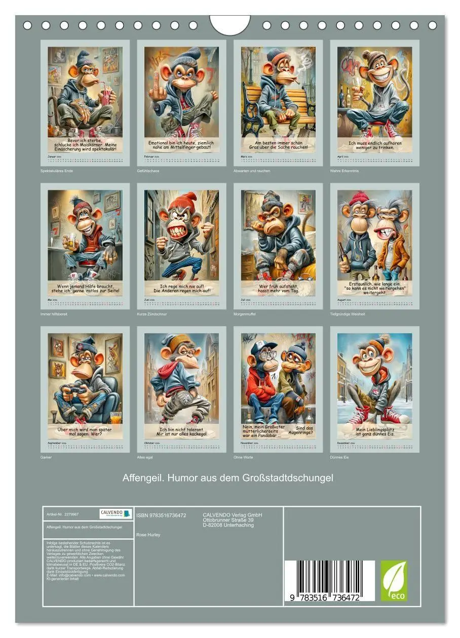 Bild: 9783516736472 | Affengeil. Humor aus dem Großstadtdschungel (Wandkalender 2026 DIN...