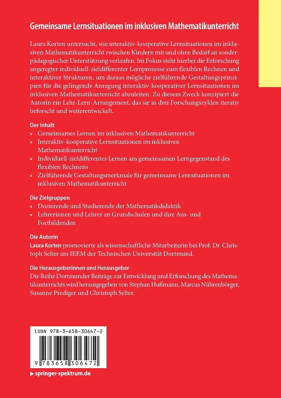 Rückseite: 9783658306472 | Gemeinsame Lernsituationen im inklusiven Mathematikunterricht | Korten