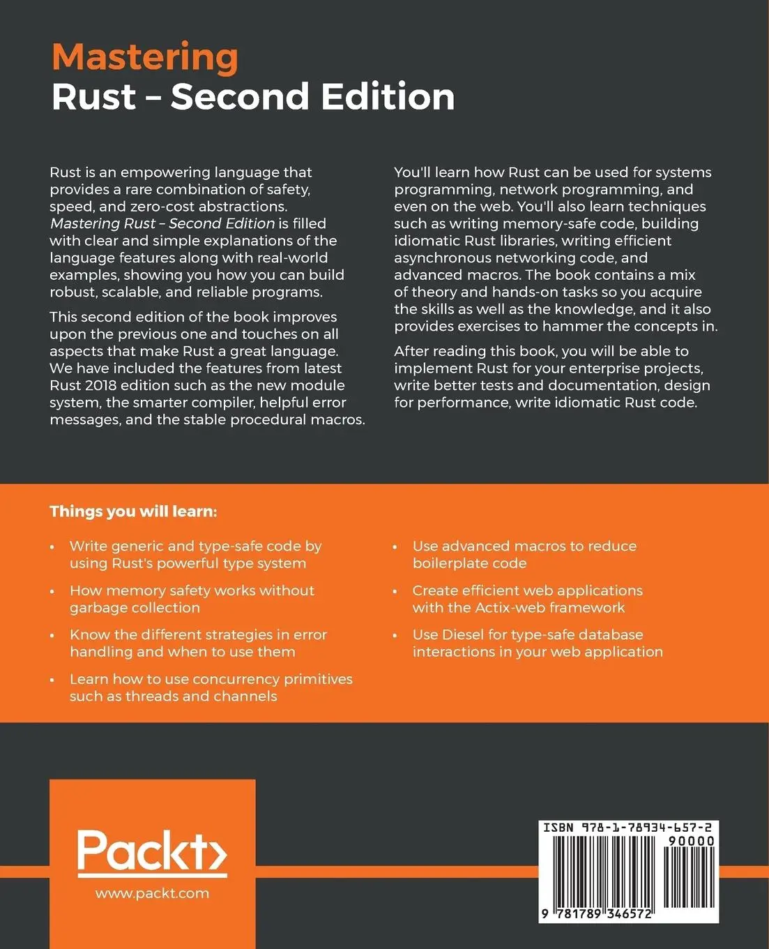 Rückseite: 9781789346572 | Mastering Rust -Second Edition | Rahu Sharma (u. a.) | Taschenbuch