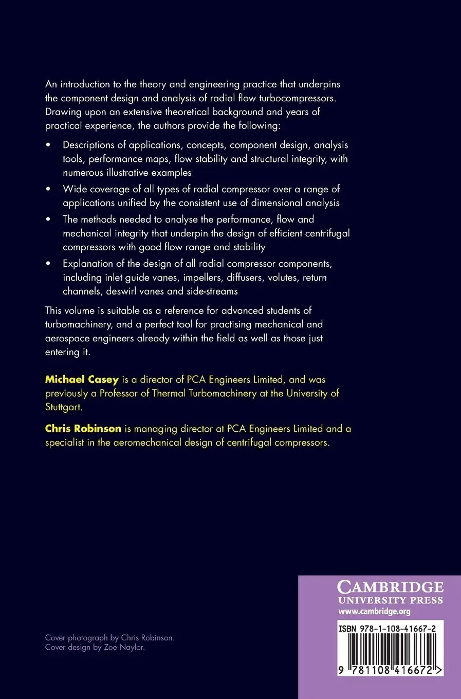 Rückseite: 9781108416672 | Radial Flow Turbocompressors | Michael Casey (u. a.) | Buch | Englisch