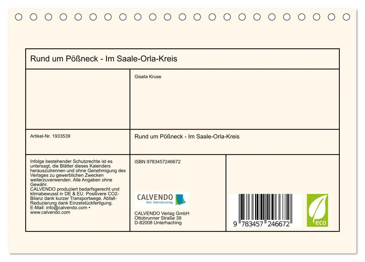 Bild: 9783457246672 | Rund um Pößneck - Im Saale-Orla-Kreis (Tischkalender 2026 DIN A5...