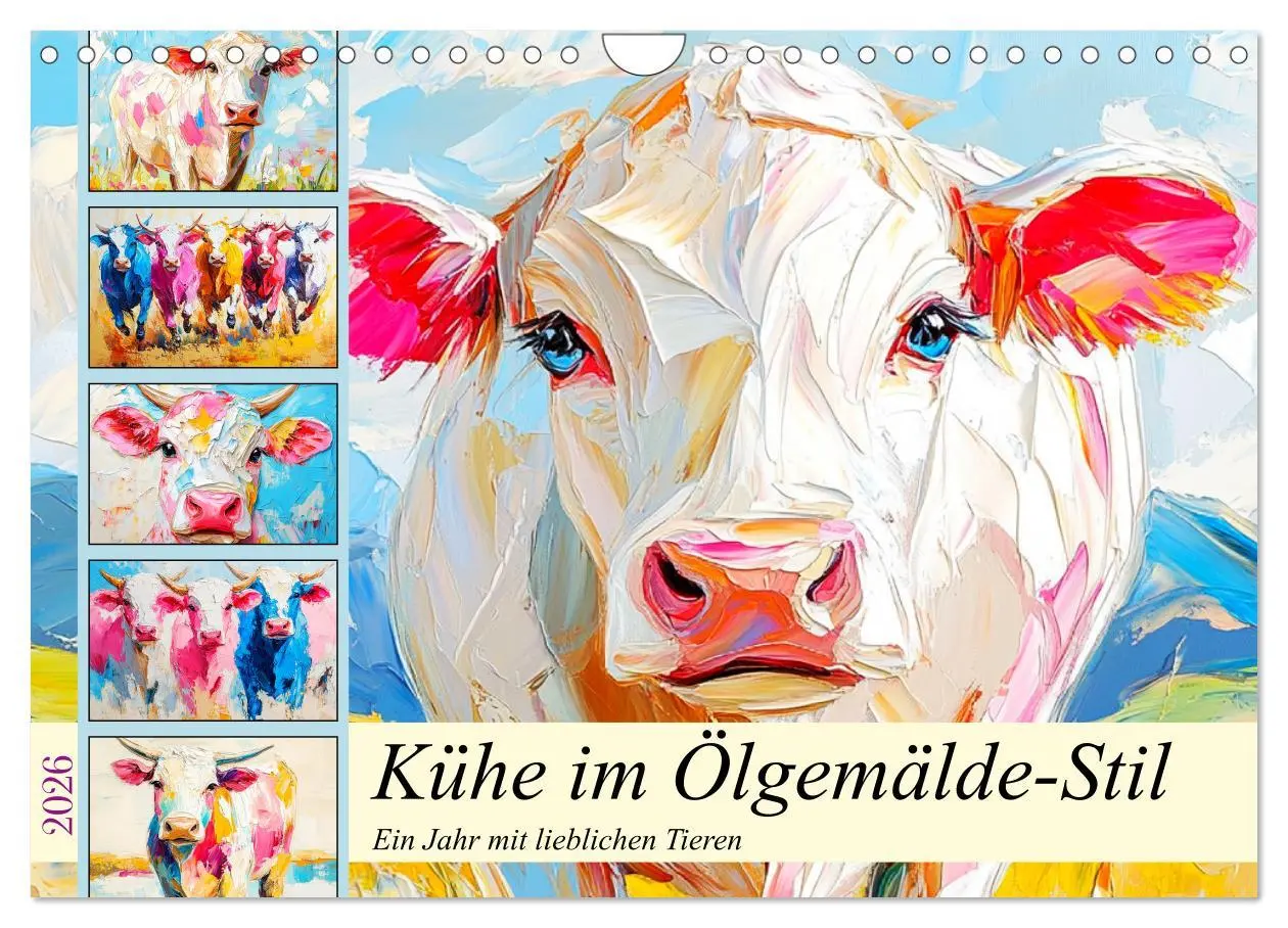 Cover: 9783457316672 | Kühe im Ölgemälde-Stil. Ein Jahr mit lieblichen Tieren...
