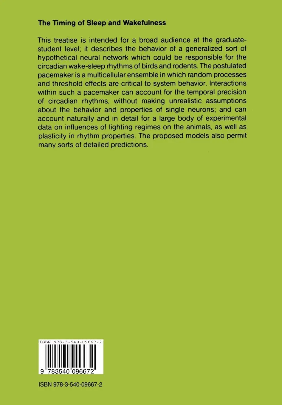 Rückseite: 9783540096672 | The Timing of Sleep and Wakefulness | J. T. Enright | Taschenbuch