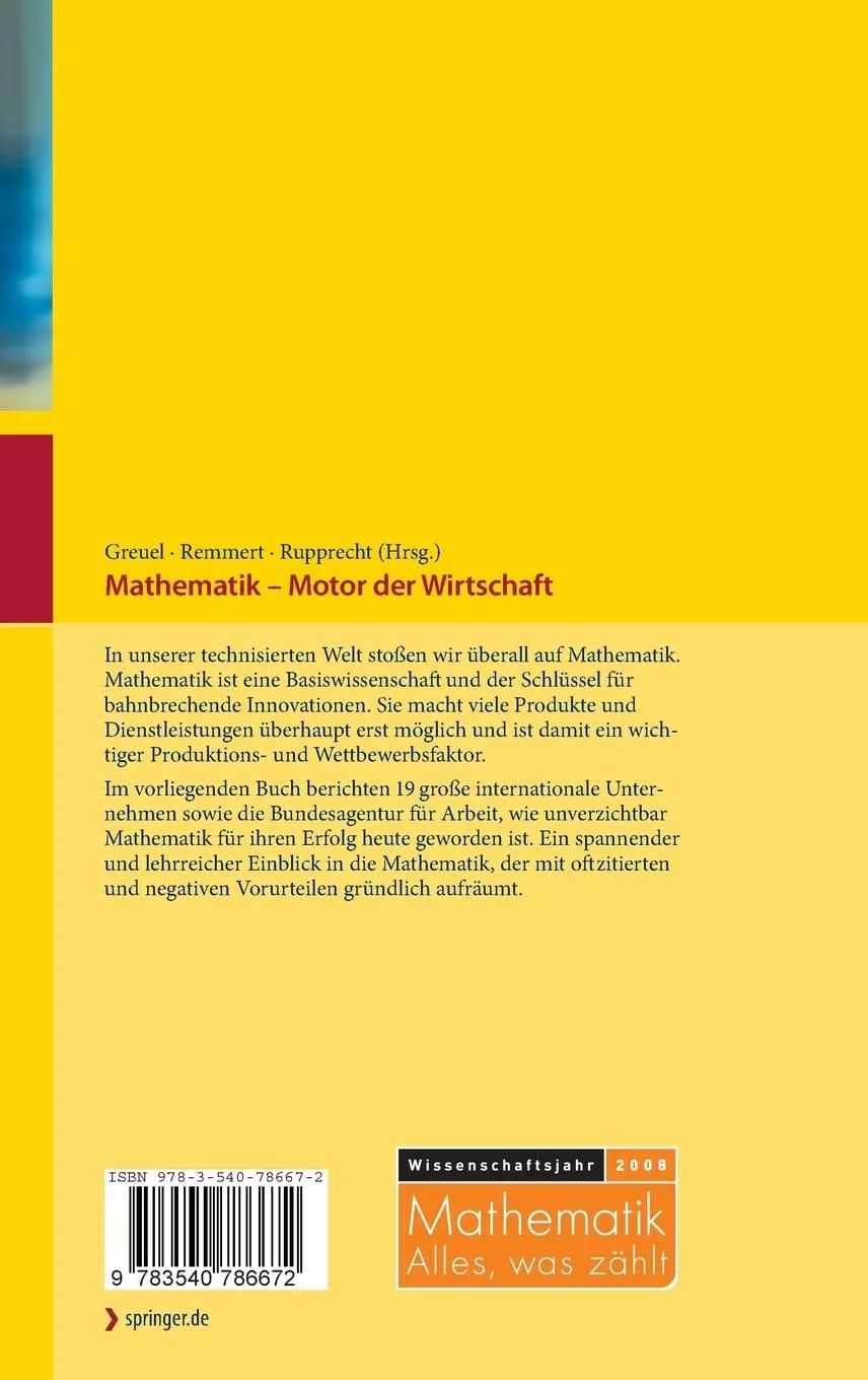 Rückseite: 9783540786672 | Mathematik - Motor der Wirtschaft | Gert-Martin Greuel (u. a.) | Buch