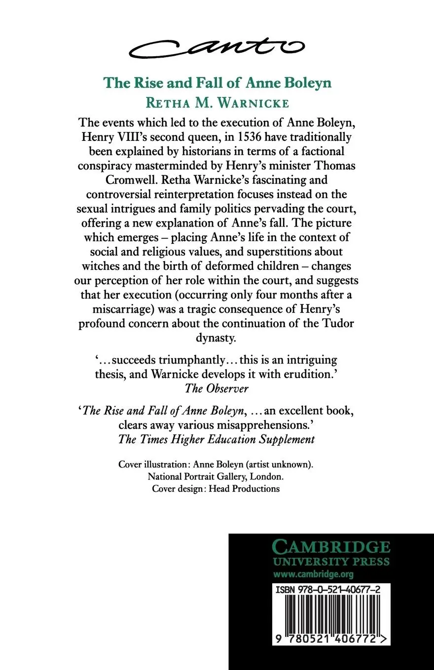 Rückseite: 9780521406772 | Rise and Fall of Anne Boleyn Canto | Retha M. Warnicke | Taschenbuch