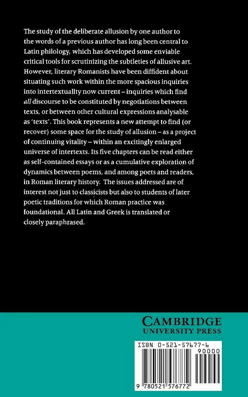 Rückseite: 9780521576772 | Allusion and Intertext | Dynamics of Appropriation in Roman Poetry