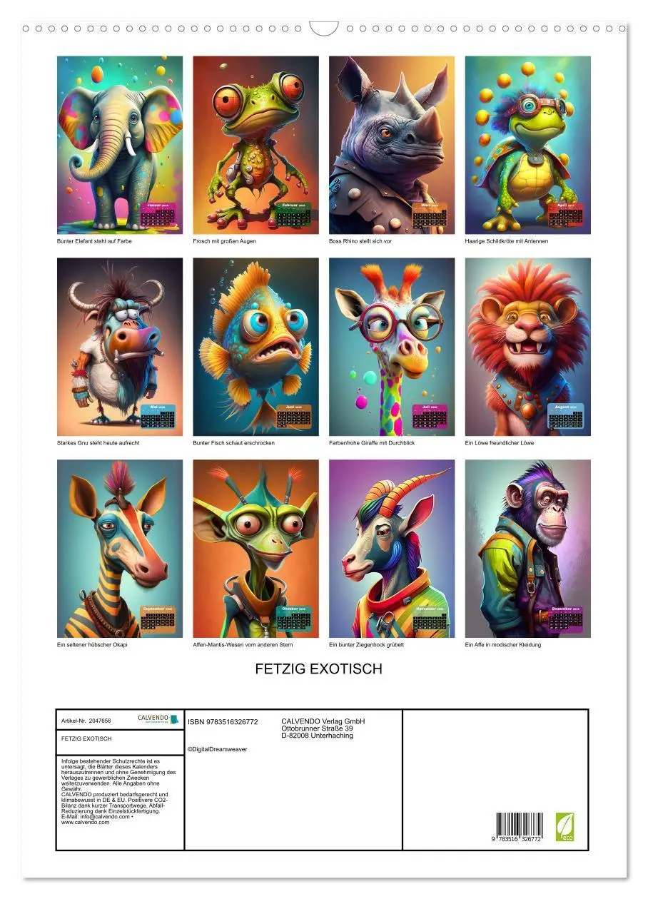 Bild: 9783516326772 | FETZIG EXOTISCH (Wandkalender 2026 DIN A2 hoch), CALVENDO...
