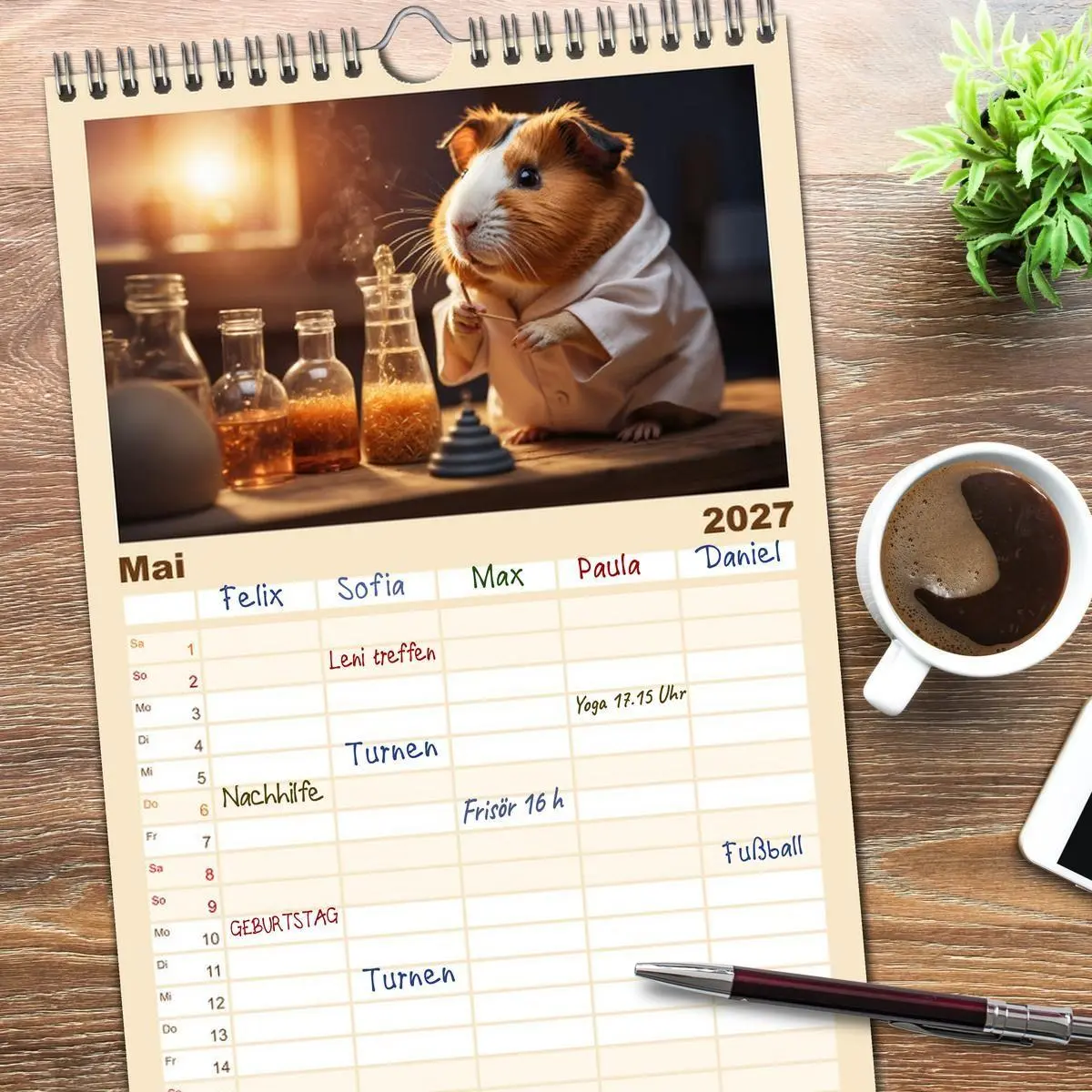Bild: 9783594306772 | Familienplaner 2027 - Meerschweinchen mal anders! mit 5 Spalten...