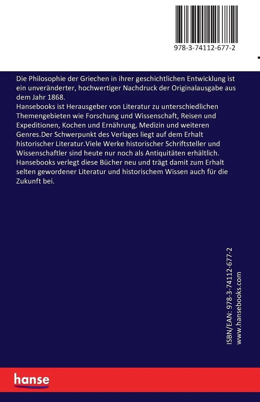 Rückseite: 9783741126772 | Die Philosophie der Griechen in ihrer geschichtlichen Entwicklung