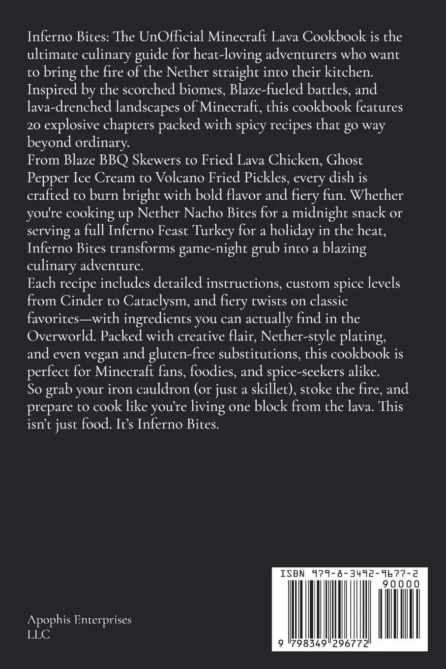 Rückseite: 9798349296772 | Inferno Bites | The UnOfficial Minecraft Lava Cookbook | Petchinsky