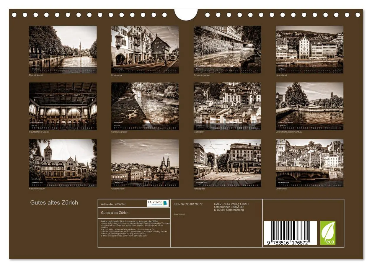 Bild: 9783516176872 | Gutes altes Zürich (Wandkalender 2026 DIN A4 quer), CALVENDO...