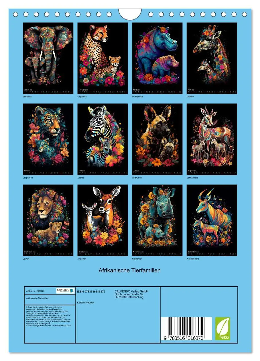 Bild: 9783516316872 | Afrikanische Tierfamilien (Wandkalender 2026 DIN A4 hoch), CALVENDO...