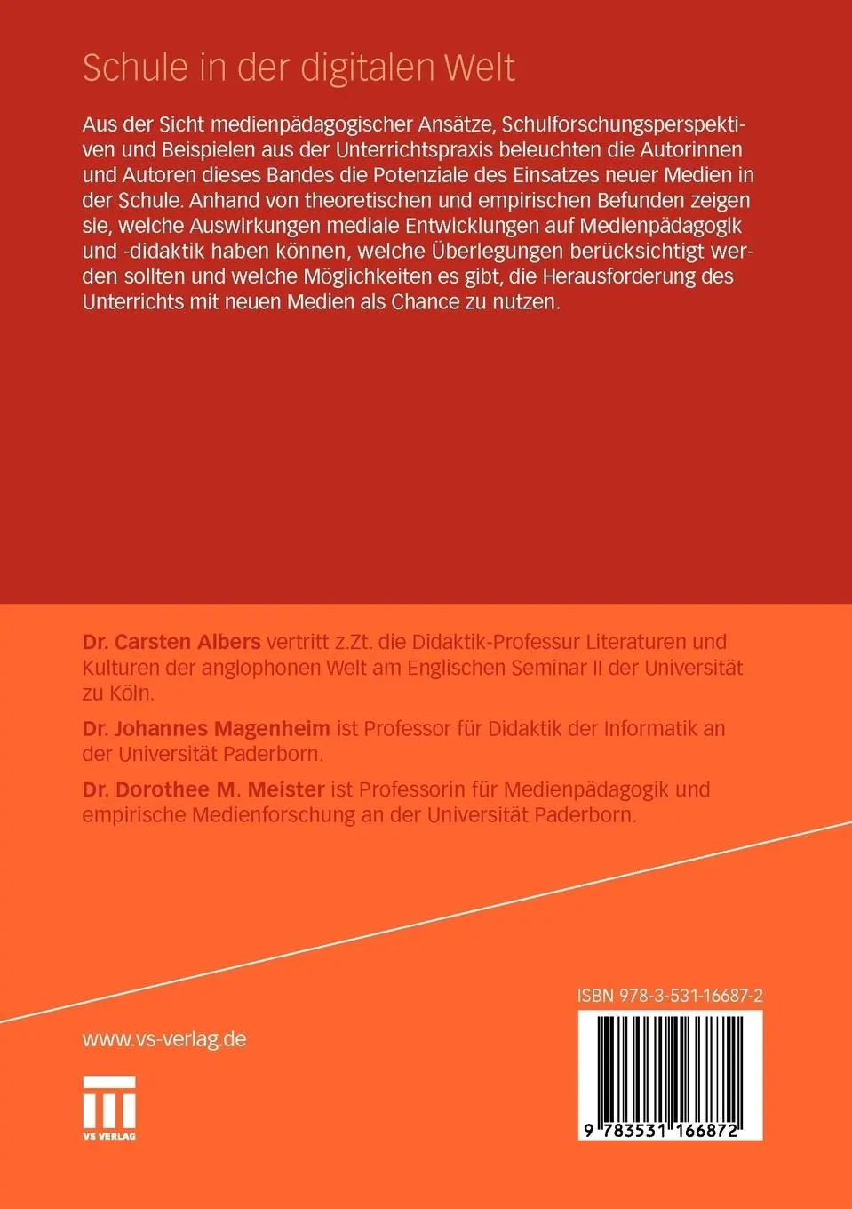 Rückseite: 9783531166872 | Schule in der digitalen Welt | Carsten Albers (u. a.) | Taschenbuch