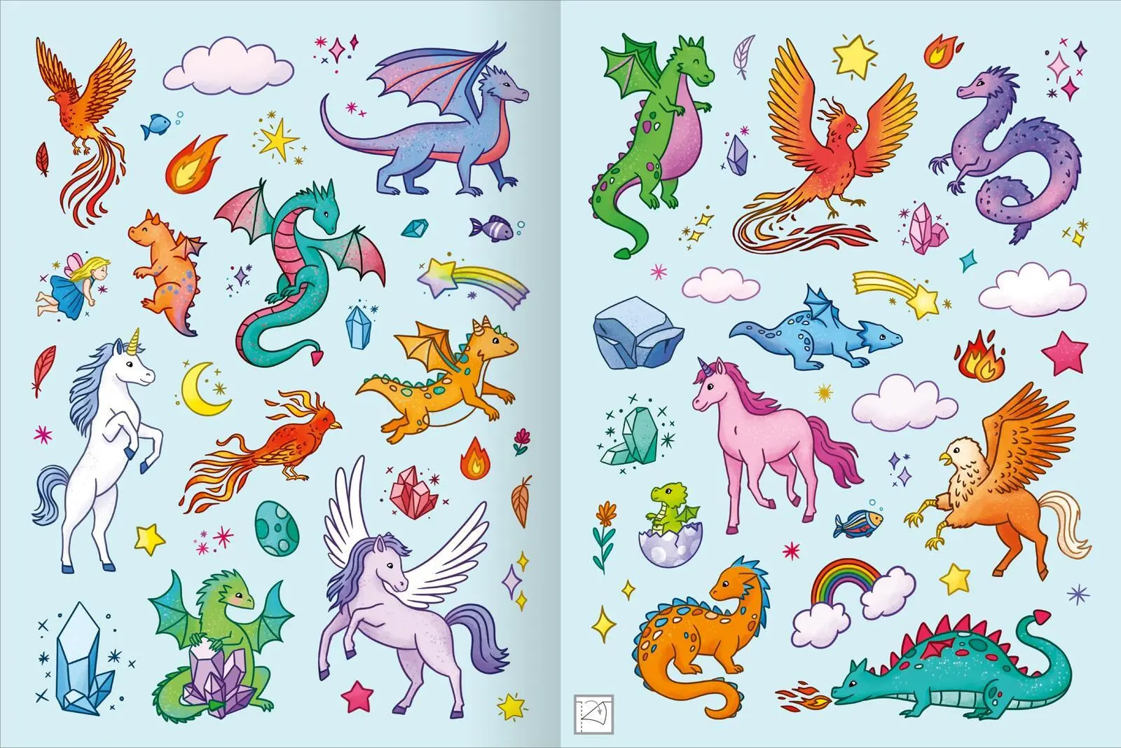 Bild: 9783845856872 | Mein schillerndes Stickerheft - Magische Tierwelt | Marie Zippel