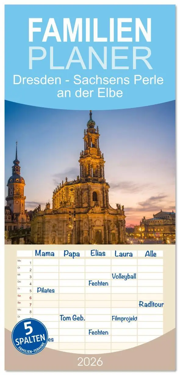 Cover: 9783516616972 | Familienplaner 2026 - Dresden - Sachsens Perle an der Elbe mit 5...