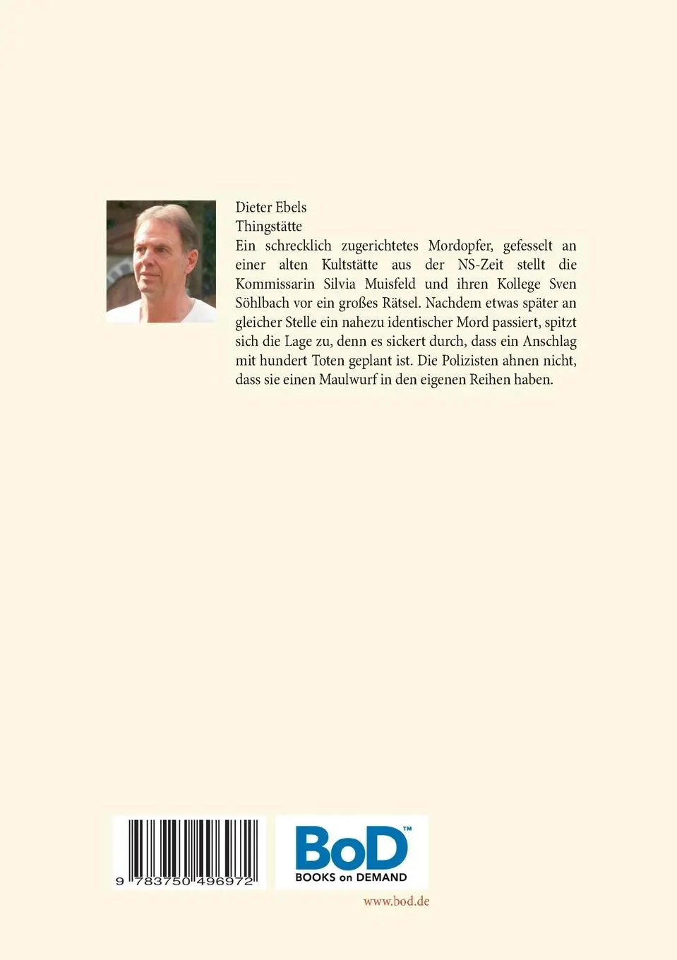 Rückseite: 9783750496972 | Thingstätte | Duisburg-Krimi | Dieter Ebels | Taschenbuch | 288 S.