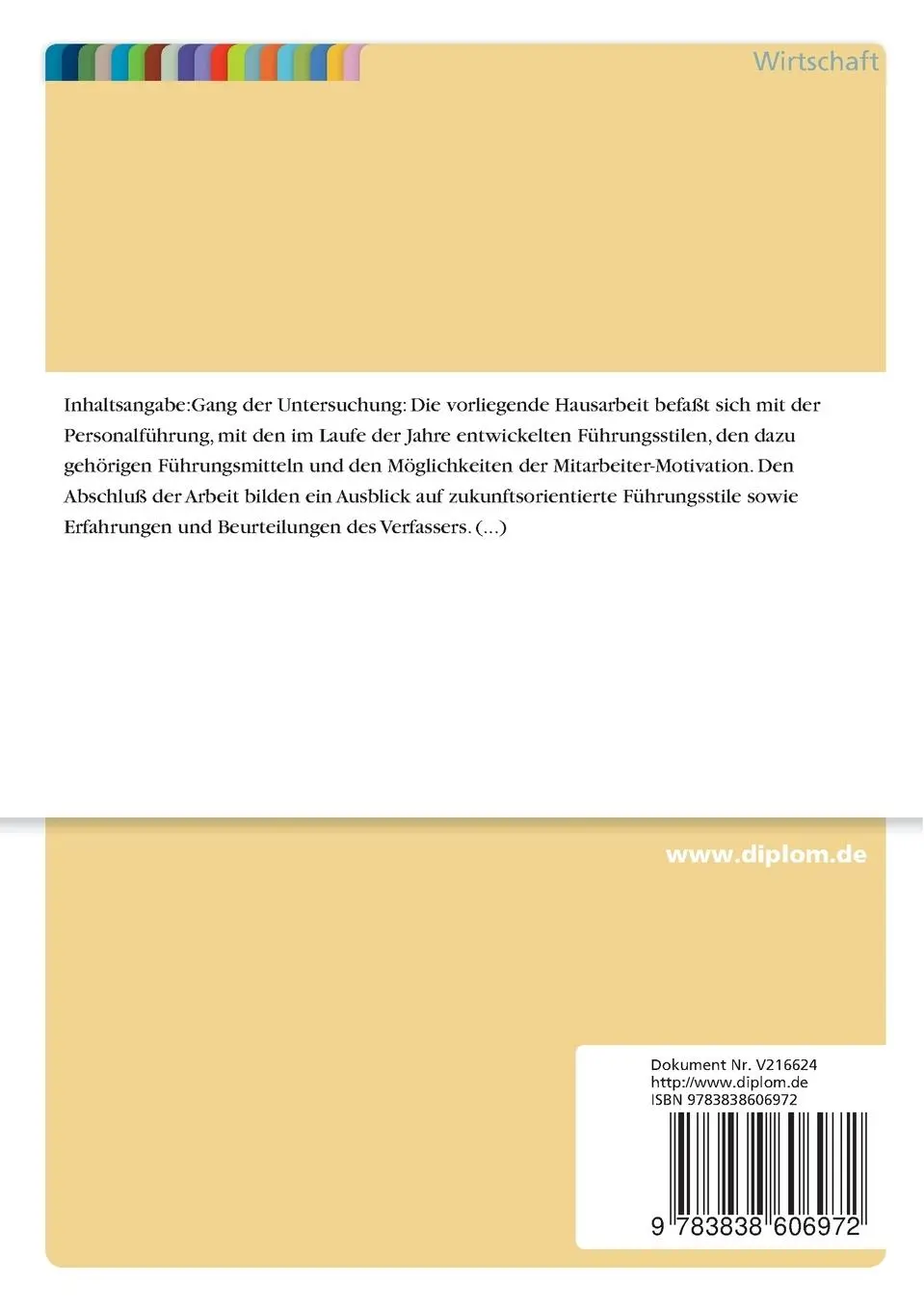 Rückseite: 9783838606972 | Führungsstile im historischen Vergleich | Oliver Jaeschke | Buch