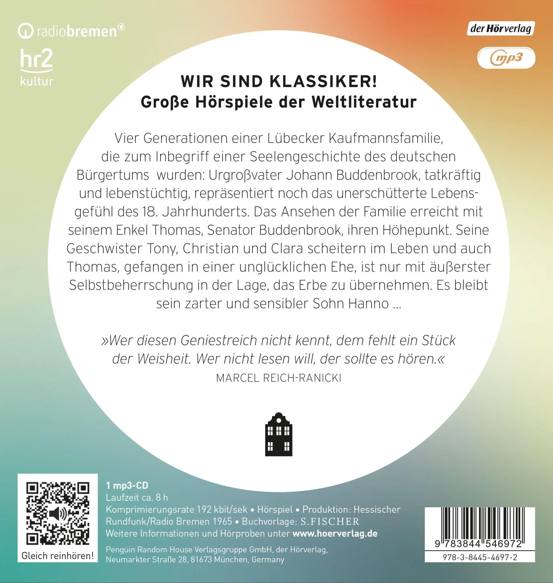 Bild: 9783844546972 | Buddenbrooks | Hörspiel | Thomas Mann | MP3 | 1 Audio-CD | Deutsch