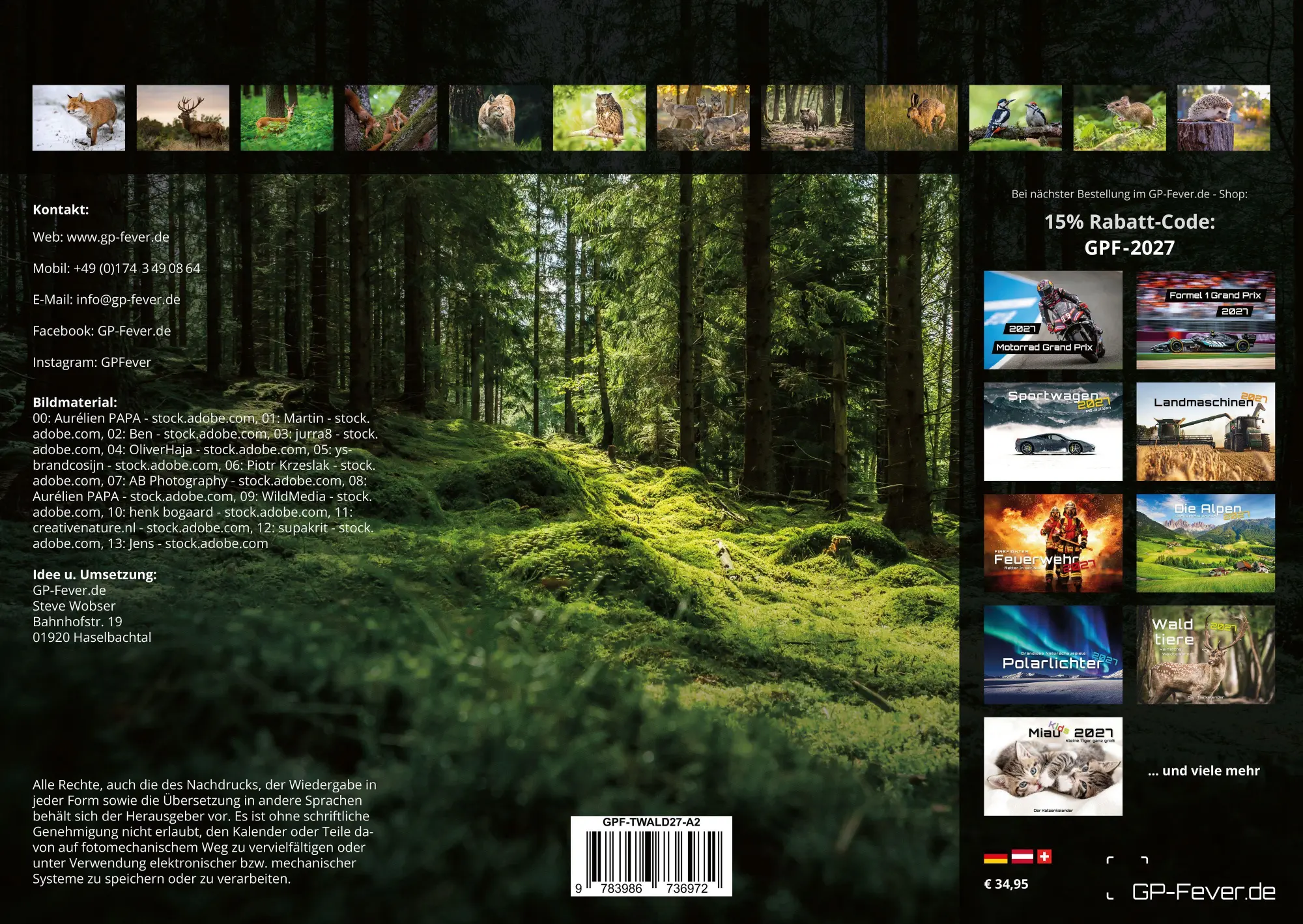 Bild: 9783986736972 | Waldtiere - Heimische Waldbewohner - Der Tierkalender - 2027 -...