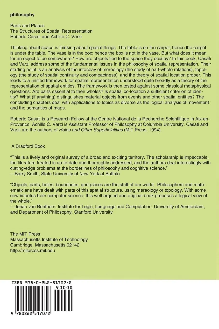 Rückseite: 9780262517072 | Parts and Places | The Structures of Spatial Representation | Buch
