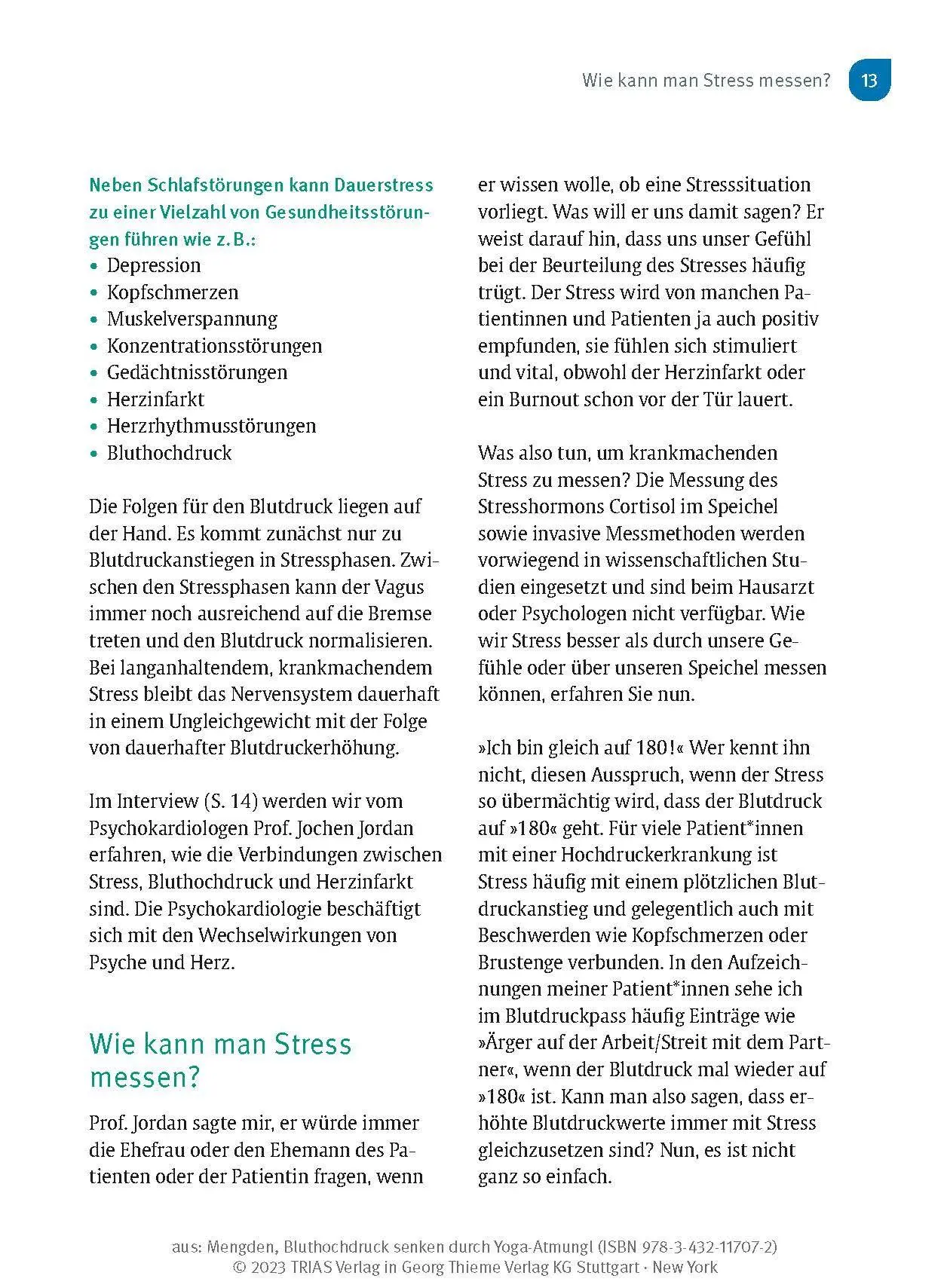 Bild: 9783432117072 | Bluthochdruck senken durch Yoga-Atmung | Thomas Mengden | Taschenbuch