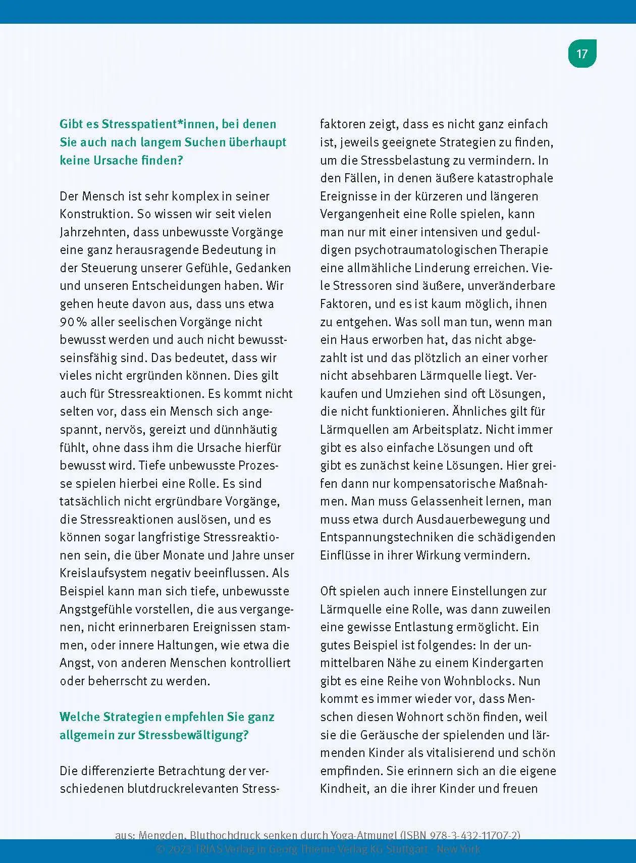 Bild: 9783432117072 | Bluthochdruck senken durch Yoga-Atmung | Thomas Mengden | Taschenbuch