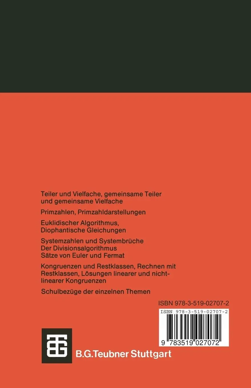 Rückseite: 9783519027072 | Elemente der Zahlentheorie | Helmut Freund | Taschenbuch | 121 S.