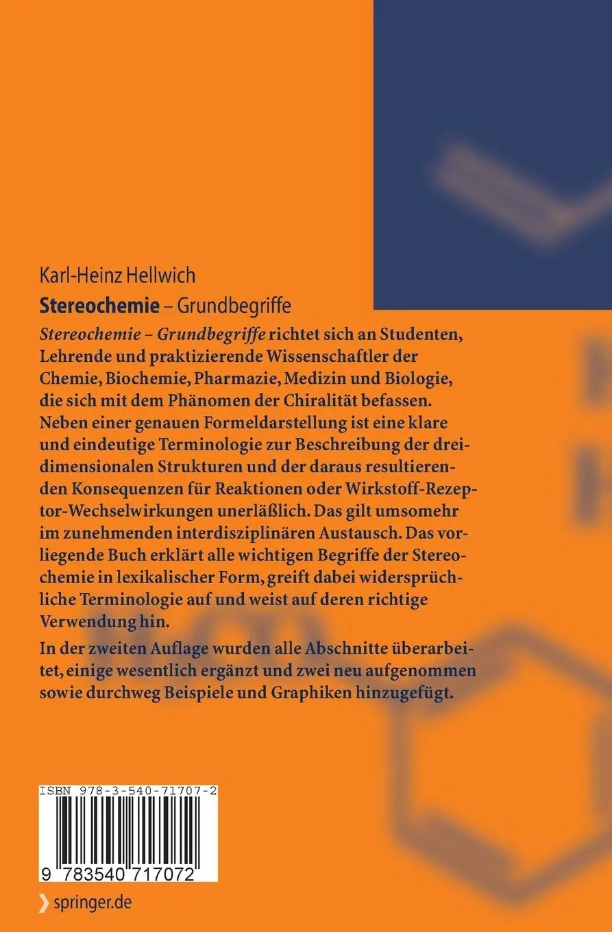 Rückseite: 9783540717072 | Stereochemie | Grundbegriffe | K. -H. Hellwich | Taschenbuch | XII