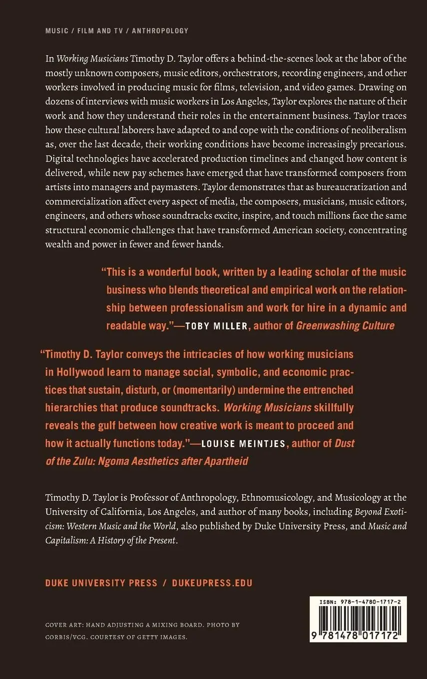 Rückseite: 9781478017172 | Working Musicians | Timothy D. Taylor | Buch | Englisch | 2023