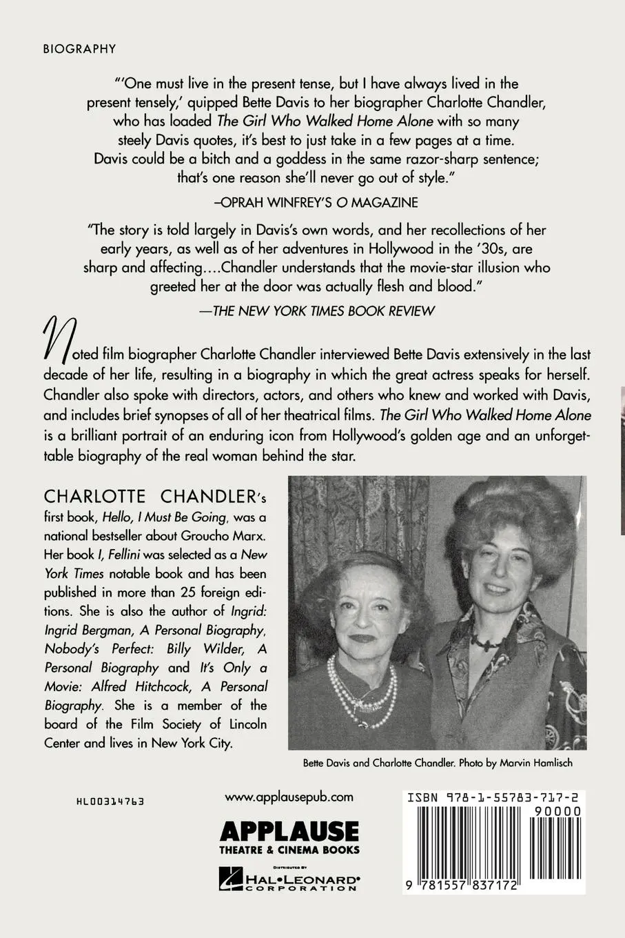 Rückseite: 9781557837172 | The Girl Who Walked Home Alone | Bette Davis, A Personal Biography