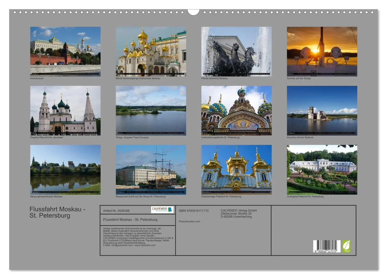 Bild: 9783516117172 | Flussfahrt Moskau - St. Petersburg (Wandkalender 2026 DIN A2 quer),...