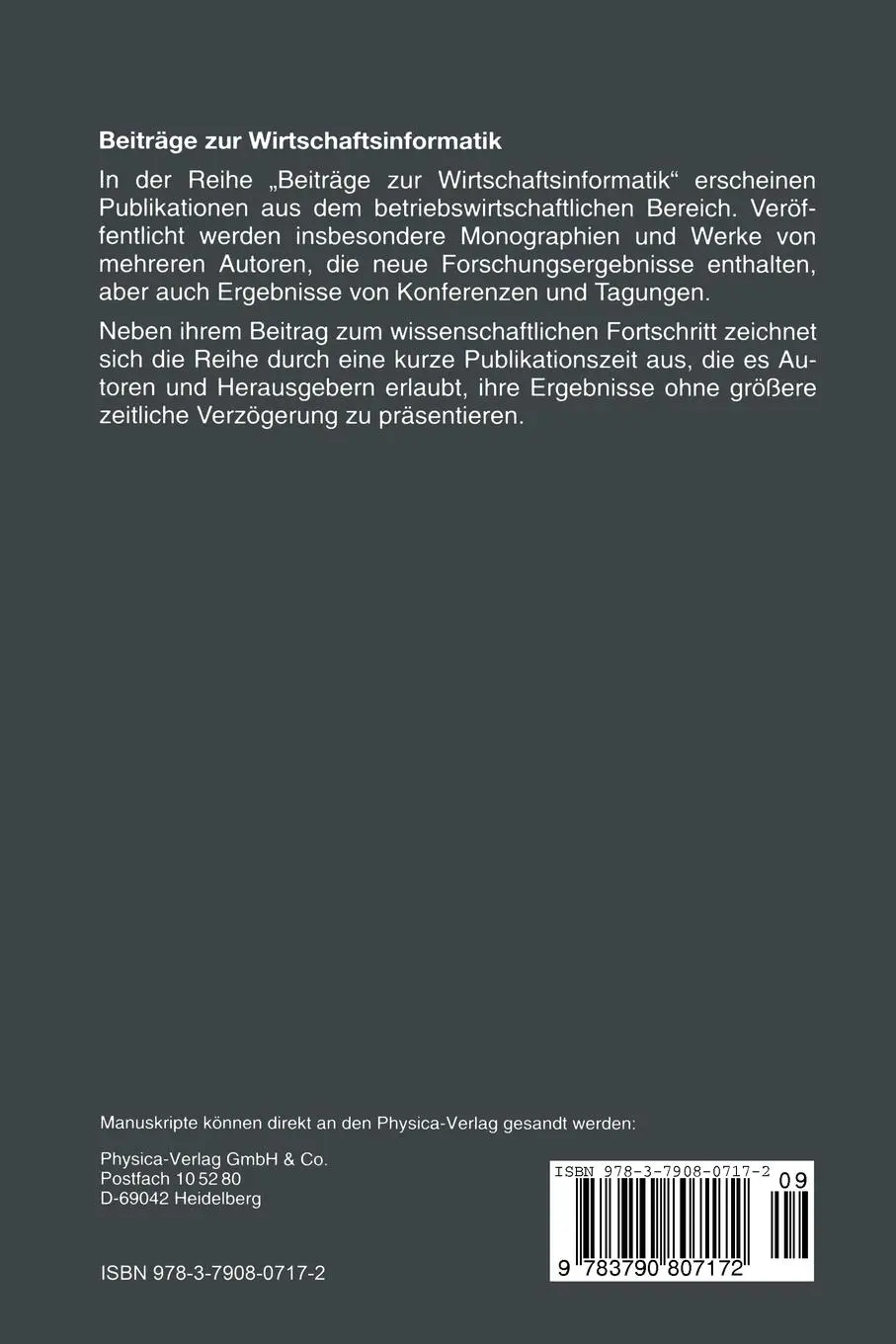Rückseite: 9783790807172 | Datenmodellierung mit deduktiven Techniken | Gustaf Neumann | Buch