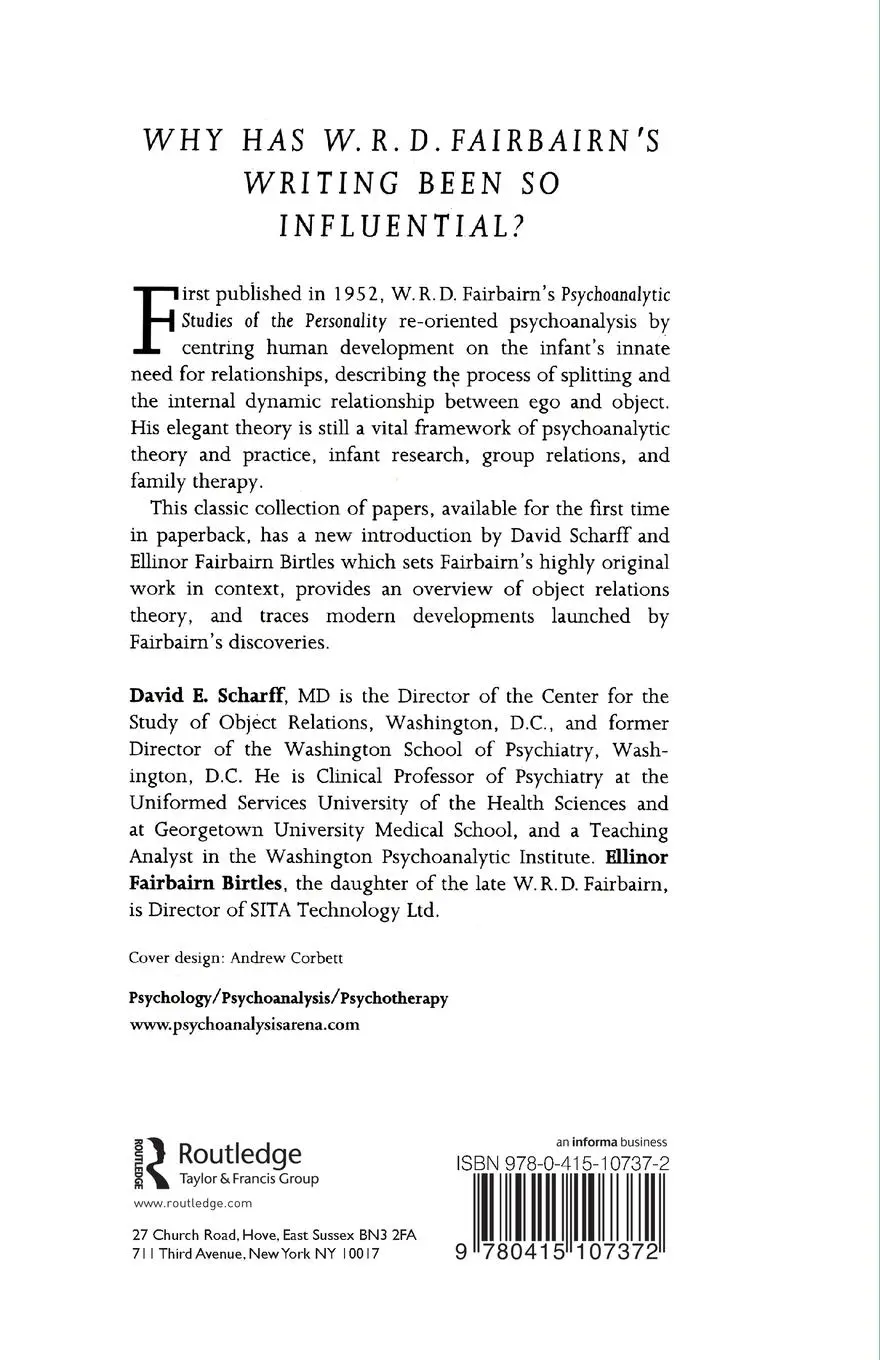 Rückseite: 9780415107372 | Psychoanalytic Studies of the Personality | W. R. D. Fairbairn | Buch