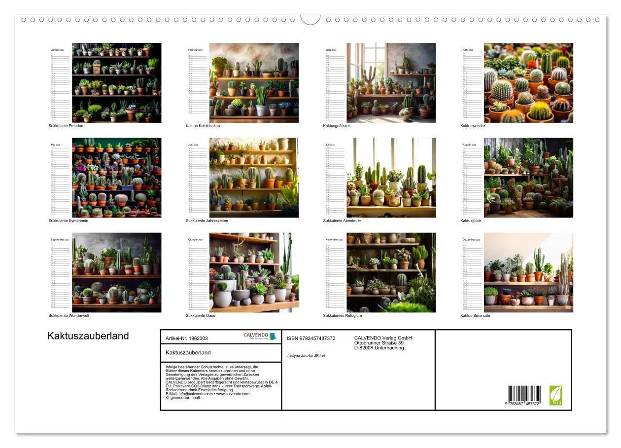 Bild: 9783457487372 | Kaktuszauberland (Wandkalender 2026 DIN A2 quer), CALVENDO...