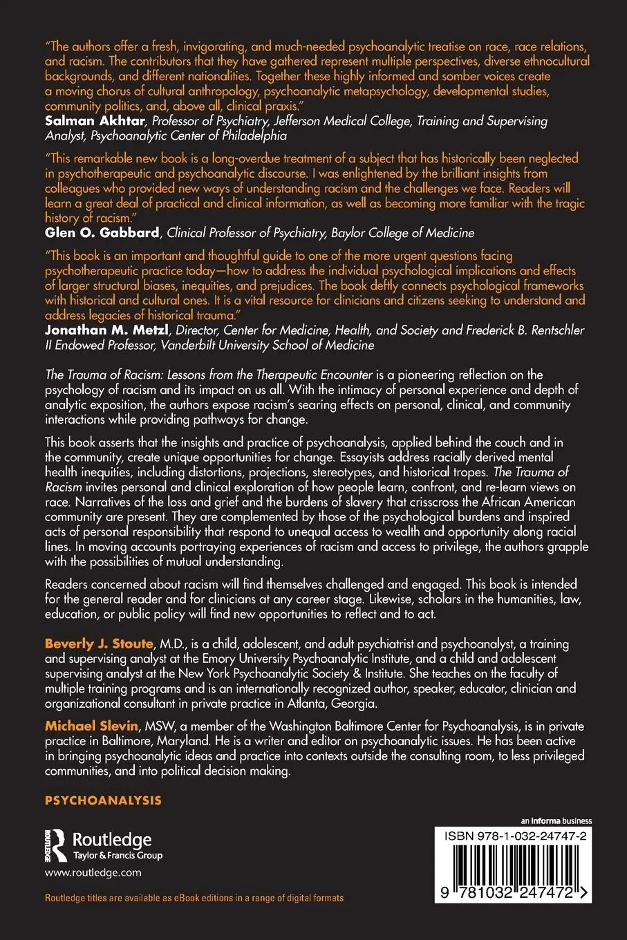Rückseite: 9781032247472 | The Trauma of Racism | Lessons from the Therapeutic Encounter | Buch
