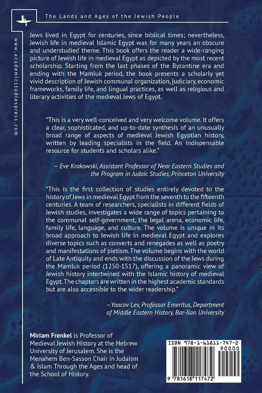 Rückseite: 9781618117472 | The Jews in Medieval Egypt | Miriam Frenkel | Taschenbuch | Englisch