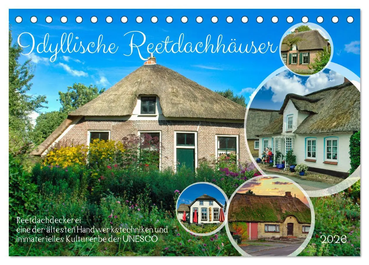 Cover: 9783457477472 | Idyllische Reetdachhäuser (Tischkalender 2026 DIN A5 quer),...