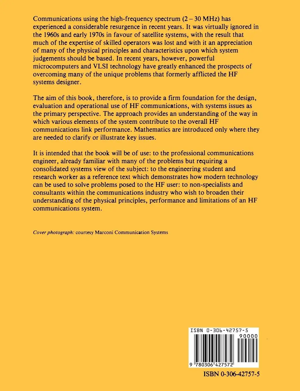 Rückseite: 9780306427572 | HF Communications: A Systems Approach | Nicholas M. Maslin | Buch