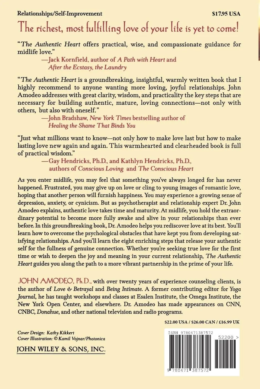 Rückseite: 9780471387572 | The Authentic Heart | An Eightfold Path to Midlife Love | John Amodeo