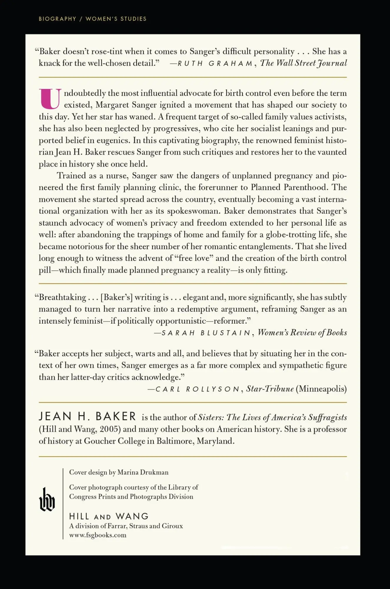 Rückseite: 9780809067572 | Margaret Sanger | A Life of Passion | Jean H. Baker | Taschenbuch