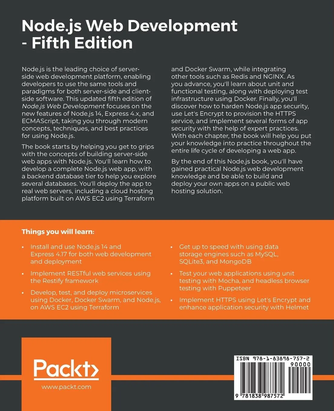 Rückseite: 9781838987572 | Node.js Web Development - Fifth Edition | David Herron | Taschenbuch