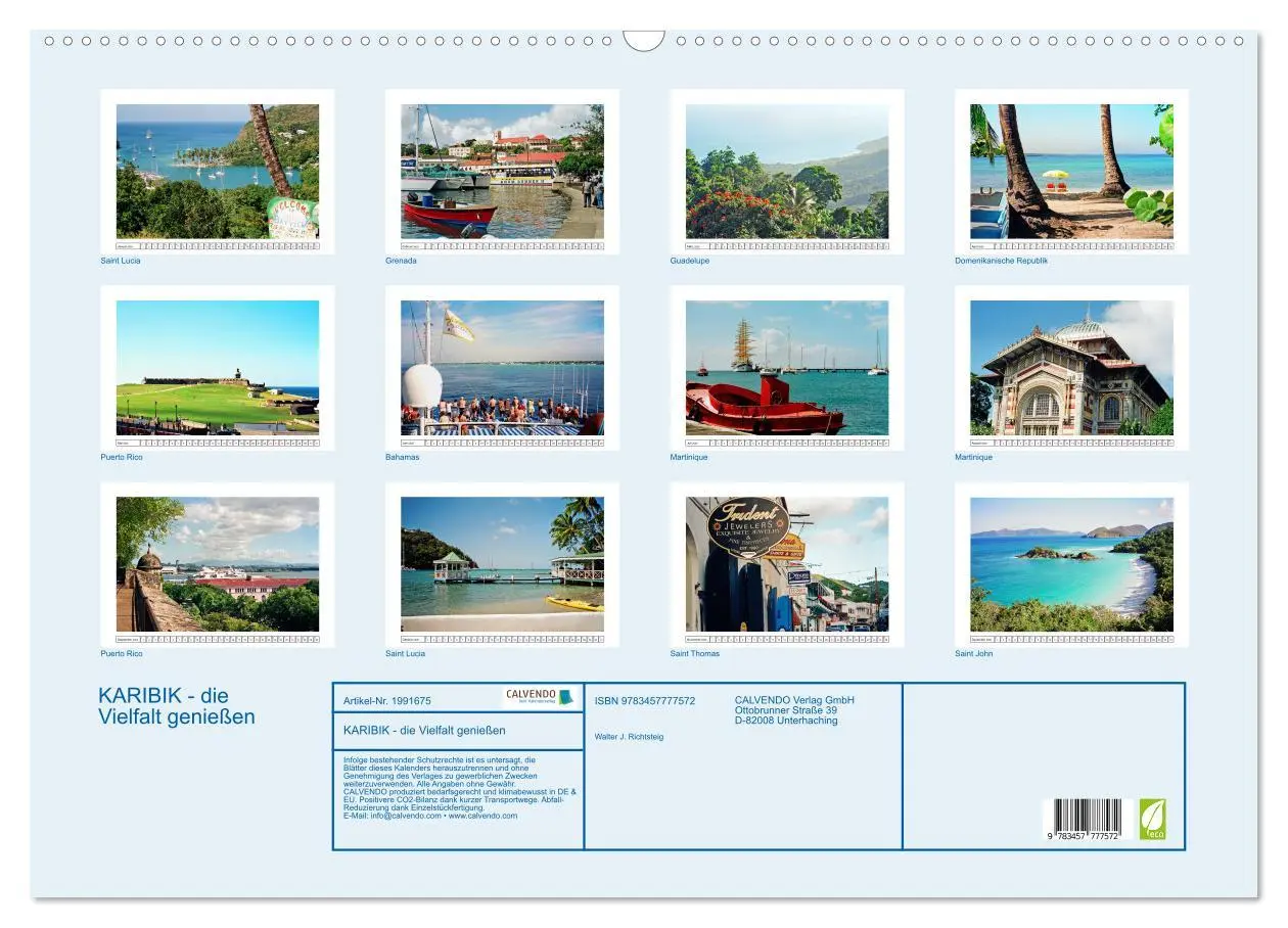 Bild: 9783457777572 | KARIBIK - die Vielfalt genießen (Wandkalender 2026 DIN A2 quer),...