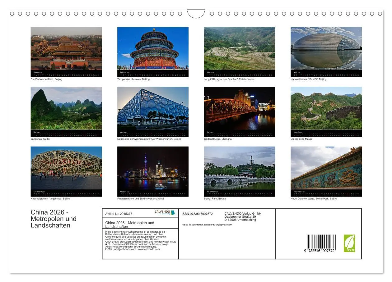Bild: 9783516007572 | China 2026 - Metropolen und Landschaften (Wandkalender 2026 DIN A3...
