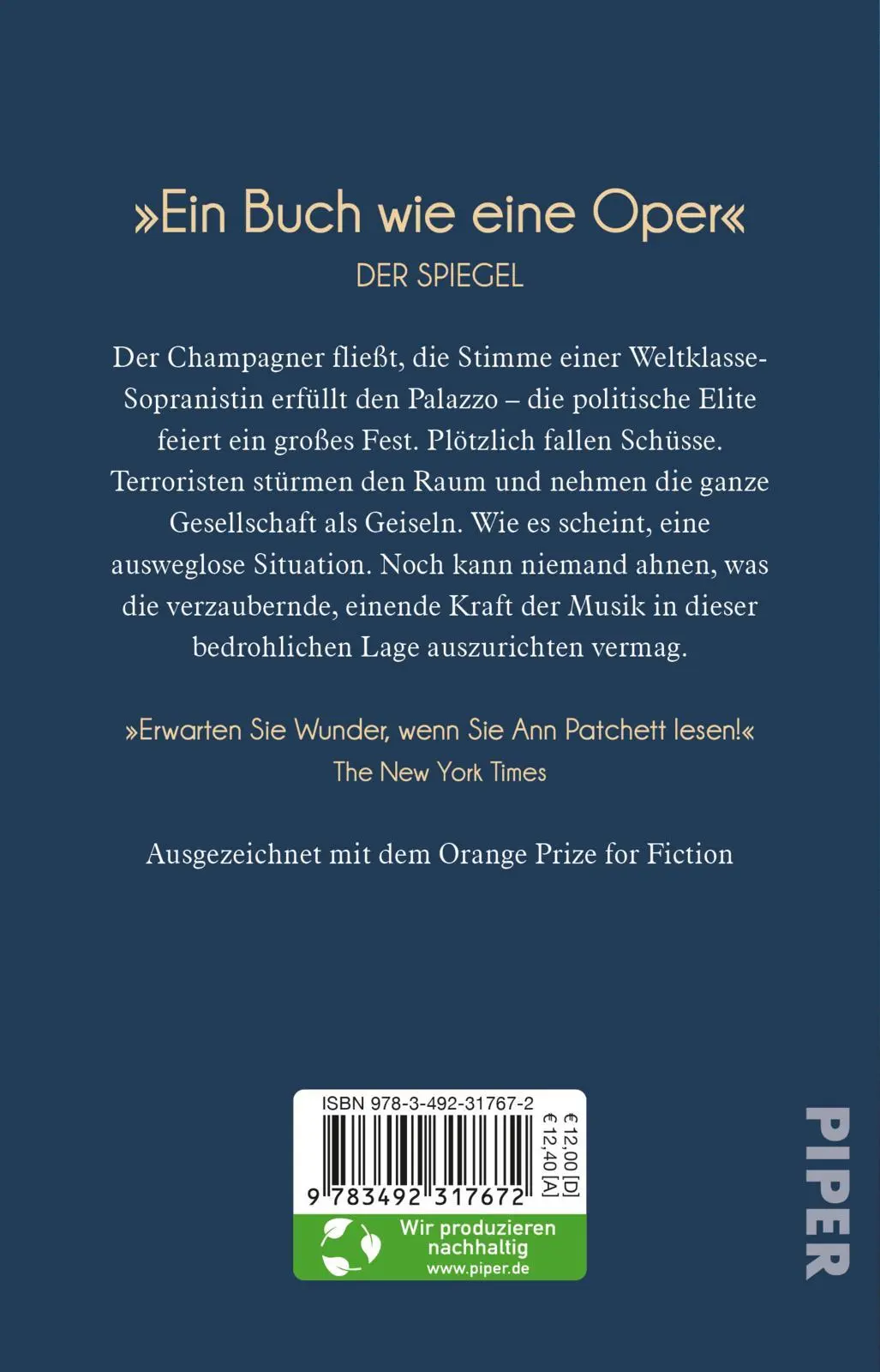 Rückseite: 9783492317672 | Bel Canto | Roman | Ann Patchett | Taschenbuch | 384 S. | Deutsch